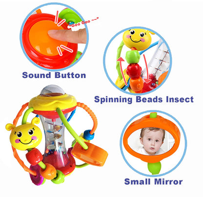 HOLA Baby Toys 0-6-12 Months, Baby Rattle Toys Activity Ball Infant Toys 6 Month Old Baby Toys 3-6 Months, Shaker Grab Spin Travel Toys Easter Basket Stuffers