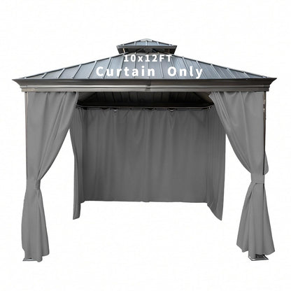 GarPad Gazebo Curtain Replacement Universal Privacy Curtain, 4-Panels Sidewall 10'X12' Curtain Gazebo Outdoor with Zipper,Universal Replacement for Patio Privacy Screen Grey(Only Curtain)