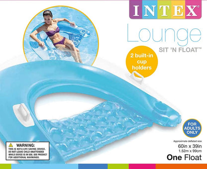 INTEX Sit n Float Classic Inflatable Raft Swimming Pool Lounge (True Blue Lounge)