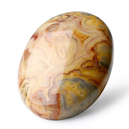 LAIDANLA Yellow Crazy Lace Agate 2.4" Large Palm Stone Healing Crystals Natural Gemstones Calming Effects Energy Balancing Reiki Polished Worry Stone Cleansing Protection 1PC