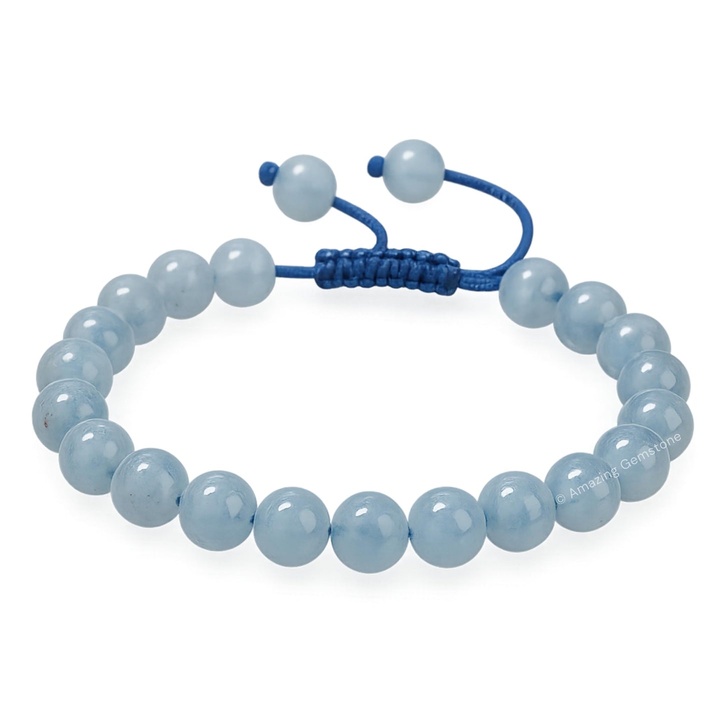 Amazing Gemstone Aquamarine Bracelet for Women Men's Gifts - Protection Healing Crystal Bracelet - 8mm Gemstone Beaded Adjustable Bracelet Pulseras Para Hombres Mujer Stocking Stuffers