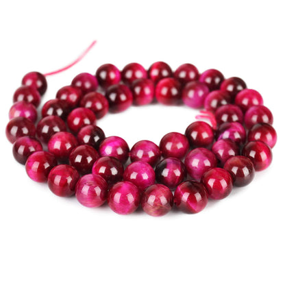 Natural Hot Pink Tiger Eye Beads, Grade AAA Gemstone Round Loose Beads 10MM 40PCs Bulk Lot Options, Semi Precious Stone Beads for Jewelry Making