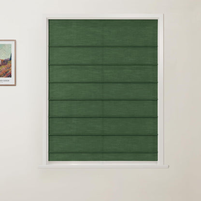 ChadMade Roman Shade for Farmhouse Interior Window, Cordless Custom Made Linen Blend Privacy Protection for Office Room Window Treatment, 1 Piece, Hunter Green, Belva Collection