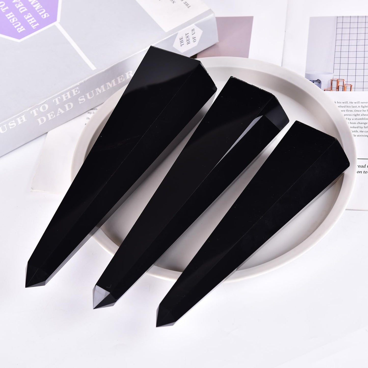 SMOHEAL Black Obsidian Large Crystal Tower Natural Healing Crystal Point Wand Obelisk for Reiki Meditation Crystal Grid Decoration 1-1.5 LBS