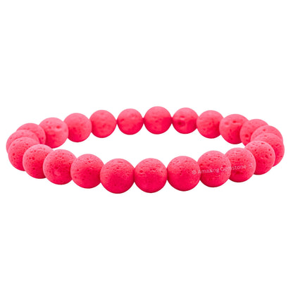 Amazing Gemstone Crystal Bracelet for Women Men's Gifts - Protection Healing Crystal Bracelet - 8mm Gemstone Beaded Stretchable Bracelet Pulseras Para Hombres Mujer Stocking Stuffers Mothers Day Gift (Pink Lava)