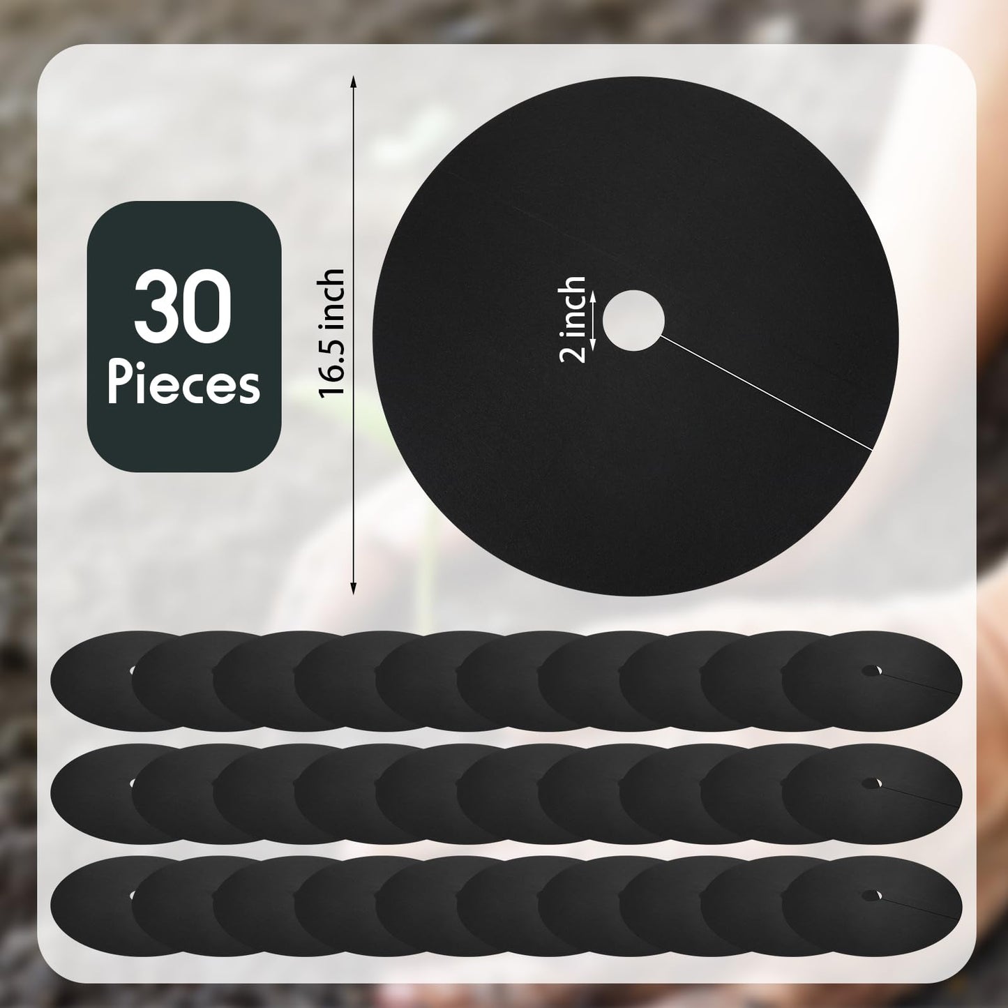 Macarrie 30 Pieces Weed Barrier Mats Non Woven Tree Mulch Ring Thickened Tree Protectors Mat Black Mulch Reusable Rings Landscaping Plant Cover Round Anti Grass Gardening Fabric Cover(16.5 Inch)