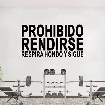Motivational Quotes Wall Stickers for Gym: Office Inspirational Positive Wall Decals Vinyl Art for Classroom School Bedroom Living Room - Spanish Prohibido Rendirse 21" X 11"