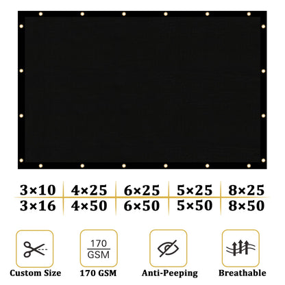 Shade&Beyond 4' X 50' Fence Privacy Screen Heavy Duty 170 GSM Fencing Mesh Shade Net Cover for Wall Garden Back Yard Outdoor Home Decoration, Black