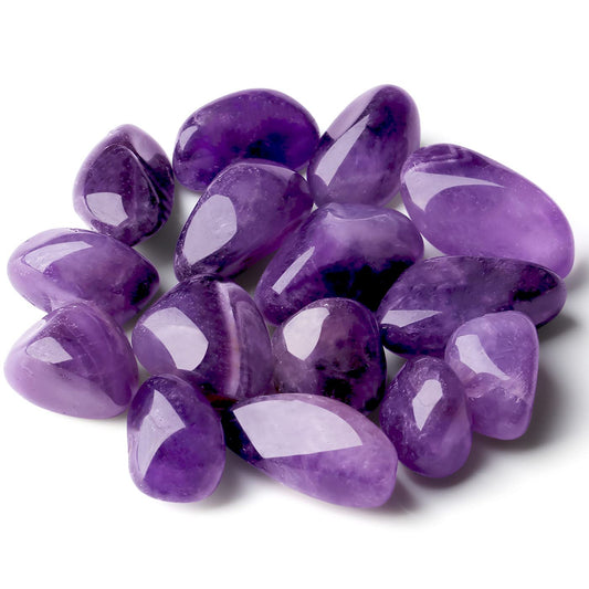 QINJIEJIE 0.9 LBS Amethyst Polished Stones Tumbled Crystals Bulk Gemstones 0.6-1" Irregular Stone Natural Reiki Healing Crystal for Plants Succulents Vase Filler Decoration Energy Witchcraft Gifts