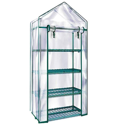 Solution4Patio 4-Tier Garden Mini Greenhouse Indoor/Outdoor Small Greenhouse Plant Shelves with Transparent PVC Thick Cover, Heavy Duty Frame, Double Zipper, 27 in. W x 19 in. D x 63 in. H