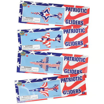 US Toy Patriotic Foam Gliders (12 Pack) – Red White Blue Airplane Toys for Kids Party Favors 4th of July Independence Day Classroom Prizes Outdoor Flying Toys