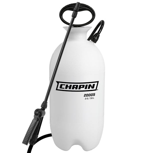 Chapin 20005 Pump Sprayer, 2‑Gallon, Lawn & Garden, Translucent Poly Tank, Funnel‑Top, SureSpray, Adjustable Cone Nozzle & 34" Hose for Fertilizer, Weed & Pest Application