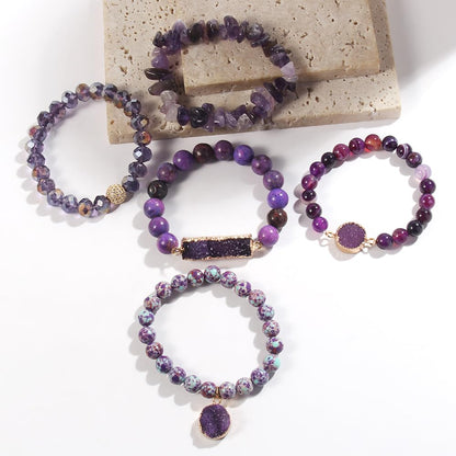 Yomisa 5PCS Natural Boho Beaded Bracelets for Women Men,Healing Turquoise Jasper Agate Crystal Gemstone Stone Diamond Chakra Multilayer Wrap Bohemian Handmade Jewelry Beads Stretch Bracelet Set