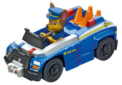 Carrera First PAW Patrol - On The Track Slot Car Race Track - Includes 2 Cars: Chase and Marshall - Battery-Powered Beginner Racing Set for Kids Ages 3 Years and Up