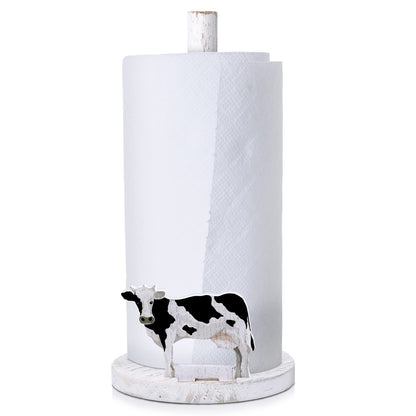 Yetene Cow Paper Towel Holder Wooden Farmhouse Paper Towel Holder Countertop Cow Kitchen Accessories Farm Bathroom Table Decor Gifts