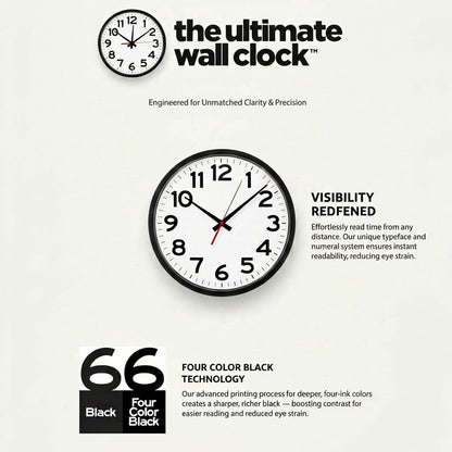 Ultimate Wall Clock | 14 Inch | Modern | Quartz | Analog | Home | Office | School | Gym | Indoor | Outdoor | Unbranded | Classic | Black | Battery Operated | Modern Décor | Ticking