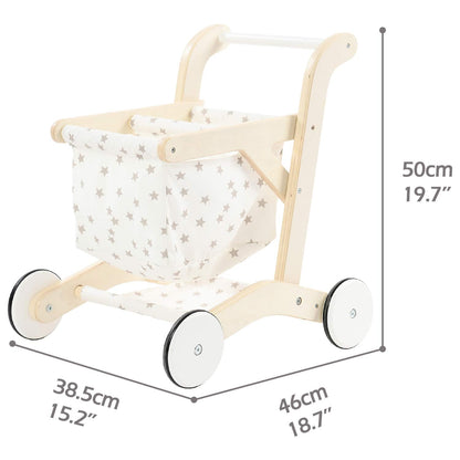 labebe Baby Push Walker Doll Stroller, Push Toy for Toddler, Shopping Cart for Girls and Boys 1 Years Old, Kids Stand Learning Walker, Wooden Play Wagon with Wheel, Larger Size 15.2 * 18.7 * 19.7