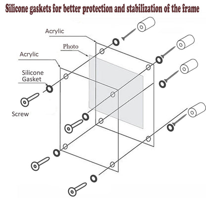 BFRed Acrylic Photo Frame 8.5X11in Brackets, Clear Picture Frames for Wall, Frameless picture Frames Lucite Transparent Square Cubes Floating Hanging Photo Frame