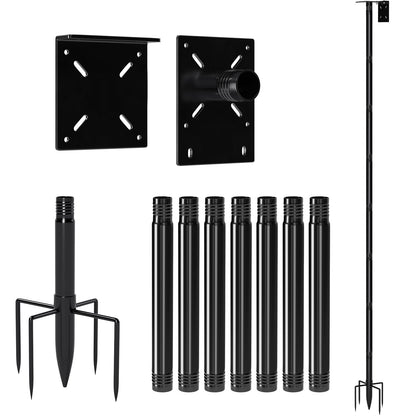 114-Inch Birdhouse Pole Stand, Heavy Duty Metal Bird House Mount with Ground Stake Base, Multi-Section Outdoor Pole for Birdhouses, Feeders & Garden Decor