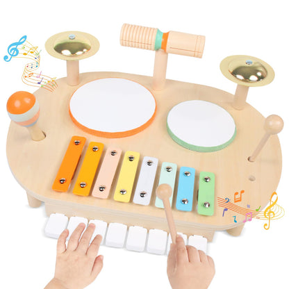YHHYTOY Toddler Drum Set for Kids, Wooden Montessori Toys for 2 Year Old, Baby Musical Instruments Percussion Set with Xylophone, Toddler Gifts for 2 3 4 Year Old Girls Boys Kids