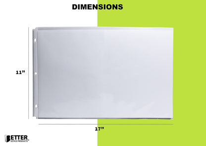 GOLD SEAL 50 Pack 11x17 Inch Heavyweight Diamond Clear Sheet Protectors, Side Loading, Ledger Sheet Protectors,3-Hole Punched