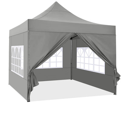 COBIZI 10x10 Pop Up Canopy Tent 10x10 Canopy with 4 Sidewalls Waterproof Heavy Duty Commercial Canopy Tent for Parties Outdoor Garden Gazebo, Carry Bag with Wheel(10x10ft, Gray)