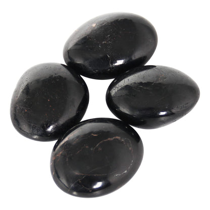 Orientrea Black Tourmaline Stone - 4 Pcs Black Tourmaline Palm Stone Pocket Energy Stone, Smooth Healing Crystal and Worry Stones