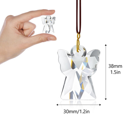 H&D HYALINE & DORA Crystal Angel Prisms Hanging Ornament, 12 Pcs Glass Angel Prisms for Window Hanging, Chandelier Crystal Replacement, Hanging Decor for Christmas Tree (Clear)