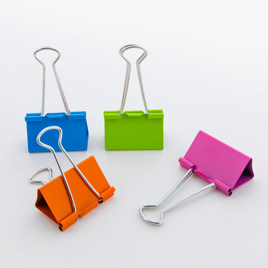 BAZIC Products Large Binder Clips - Assorted Color Paper Clamps, Metal Binder Clips for Paper, Classroom Use and Office Essentials, 4/Pack, 2-Packs