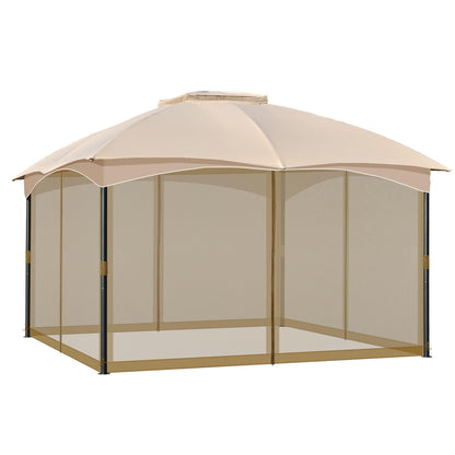 COWVIE Gazebo Replacement Netting Screen, 12' x 16' Universal Gazebo 4-Panel Mosquito Sidewalls with Double Zippers for Outdoor Patio (Only Netting)