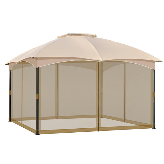 COWVIE Gazebo Replacement Netting Screen, 12' x 16' Universal Gazebo 4-Panel Mosquito Sidewalls with Double Zippers for Outdoor Patio (Only Netting)