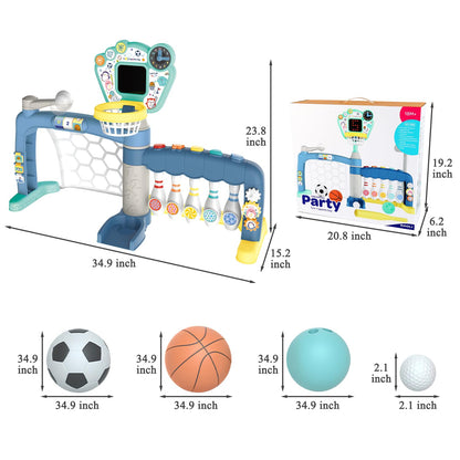 5-in-1 Toddler Sports Toys Activity Center: Includes Basketball Soccer Bowling Baseball Golf, Toddler Basketball Hoop Indoor with Adjustable Height 1-3 Year Old Boys Girls Toys, Toddlers & Baby Gift