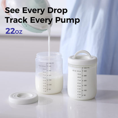 WONDBORN Portable Breast Milk Cooler, 4 Ice Rings, 360°Cooling with Vacuum Lid, Safe Chill for 30H+, 22oz Large Capacity with 2 Bottles, Rapid Chill to 40℉, Extra Wide Opening, Ideal for Work & Travel