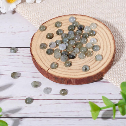 Fashewelry 50Pcs Natural Labradorite Cabochon Stone Half Round Beads 6mm Tiny Flat Back Gemstone Chakra Healing Crystal Cover Cabs for Jewelry Making