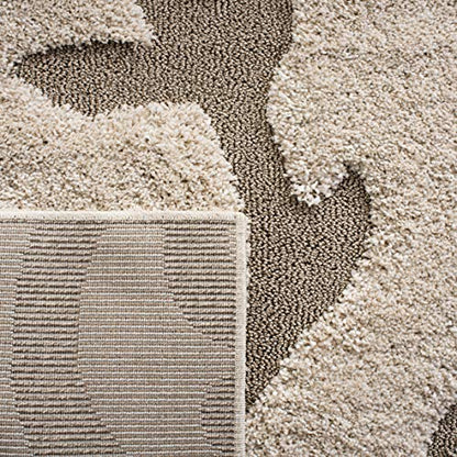 SAFAVIEH Florida Shag Collection Area Rug - 5'3" x 7'6", Cream & Beige, Scroll Design, Non-Shedding & Easy Care, 1.2-inch Thick Ideal for High Traffic Areas in Living Room, Bedroom (SG470-1113)