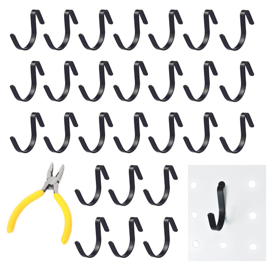 G.CORE Black Pegboard J Hooks Accessories - 80pcs Metal Peg Board Hooks for Hanging, Pegboard Wall Organizer Hangers, Fits 1/4 Slots, Tools Display Storage Holders for Garage Craft Office Organization