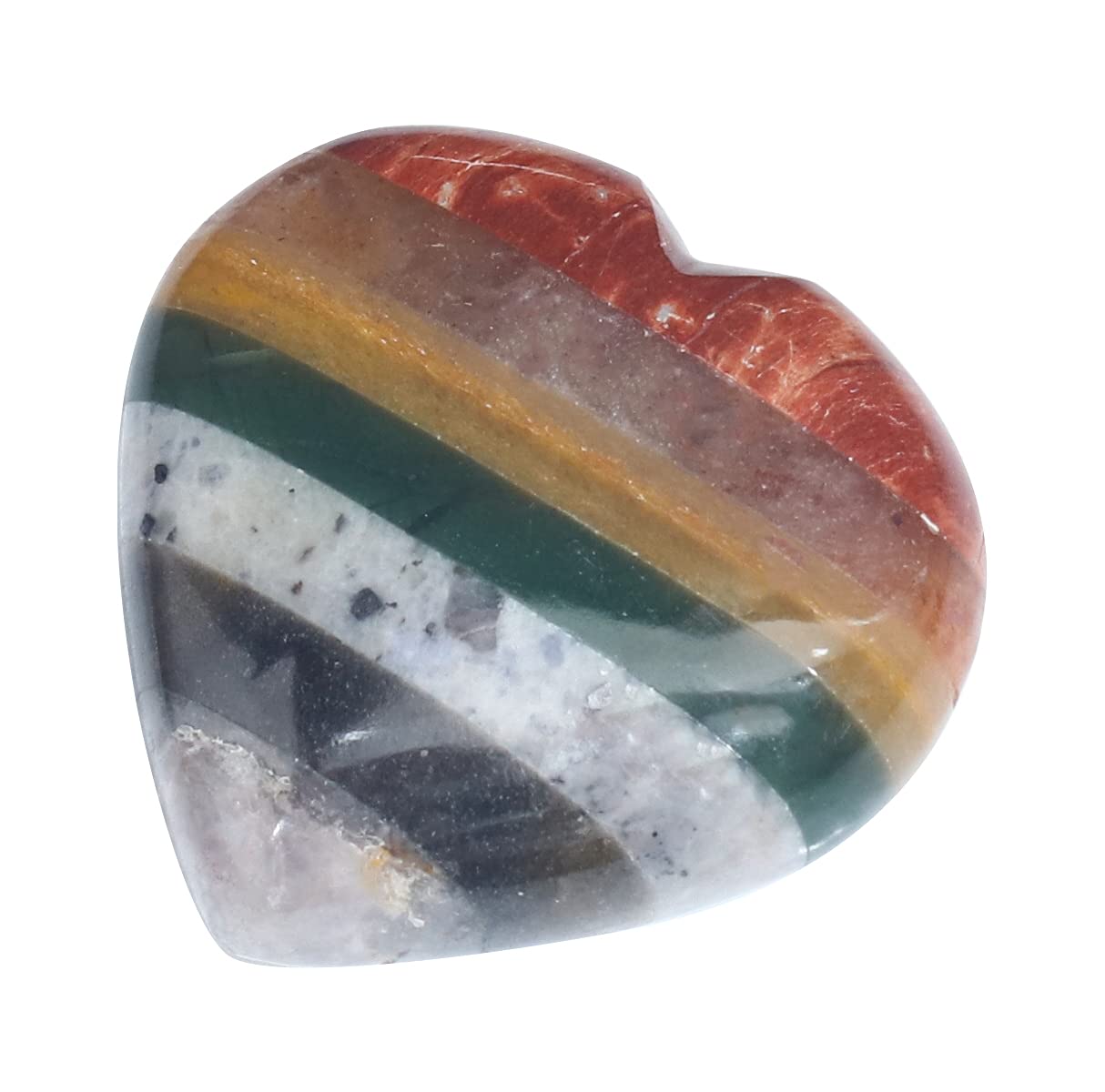 Crocon 50mm 7 Chakra Heart Stone Big Heart Shape Puff Stones Set 450+ Carats Pocket Crystal Healing Tumble Collection Palm Worry Stone Good Luck Charm Meditation Gift Craft Home Decor