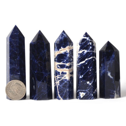 Large Sodalite Crystal Tower Healing Crystal Wand For Spiritual Use Hexagonal Point Reiki Chakra Gemstone Home Office Decor