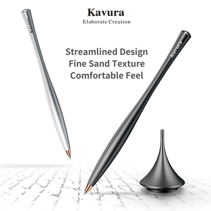 Kavura Metal Gravity Spinner Pen – Crafted with Japanese Precision, Anodized for a Sleek Metallic Finish – Relieves Stress & Sparks Creativity – Elegant Gift for Professionals and Graduates (Black)