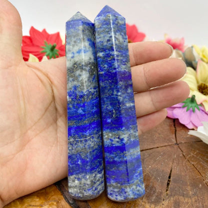 Natural Stone and Crystals Point Wand Reiki Healing Stone Rose Quartz Amethyst Home Decor Mineral Stones Crafts (5.9inch Wand Lapis Lazuli)