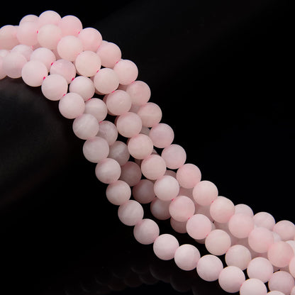 JM Design Rose Quartz Matte Round Loose Gemstone Beads Size 8mm 15.5inch Strand for Jewelry Making