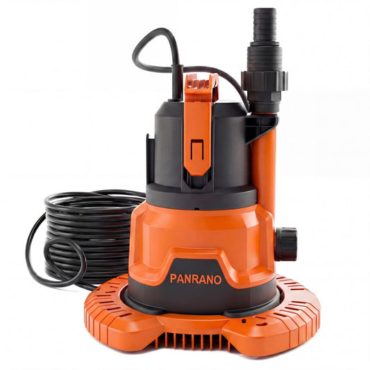 PANRANO Upgraded Pool Cover Pump - Dual Water Outlets, 1HP Submersible Water Sump Pump with Filter Net, 3500GPH Electric Portable Transfer Water Pump For Pool, Hot Tubs, Basement Floods, Orange