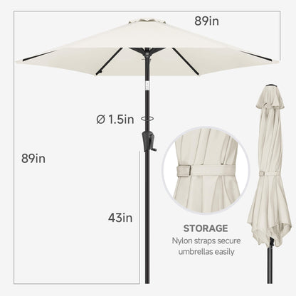 FLAME&SHADE 7.5ft Patio Umbrella - Outdoor Umbrella with Push Button Tilt and Crank for UV Protection, Table Market Umbrella for Garden, Deck, Backyard, Pool and Beach(Ivory)