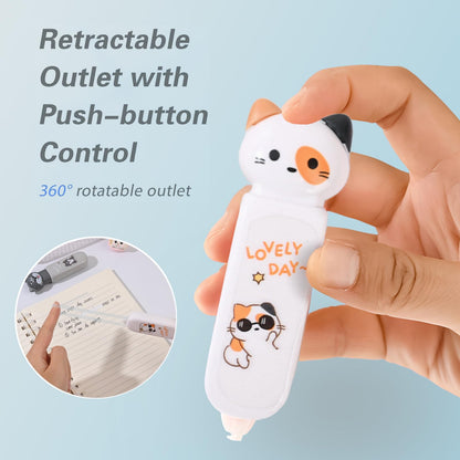 PANDENNER Correction Tape, Mini Retractable Correction Tape Pen, with Aesthetic Cute Cat Applicator,for Back To School Office Supplies.