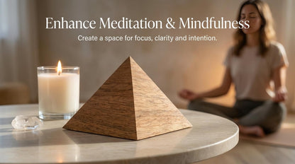 Sacred Geometry Powerful Energy Generator Wish Pyramid Handmade Mango Wood for Abundance, Healing & Meditation, Yoga, Vastu, Feng Shui Desk Decor for Mindfulness & Great Spiritual Gift