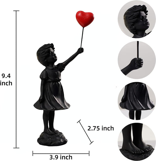 ILYISFMTY Flying Balloon Girl Statue,Resin Figure Sculpture Crafts Ornament Modern Art Sculptures for Home Decor,Anti-war Theme