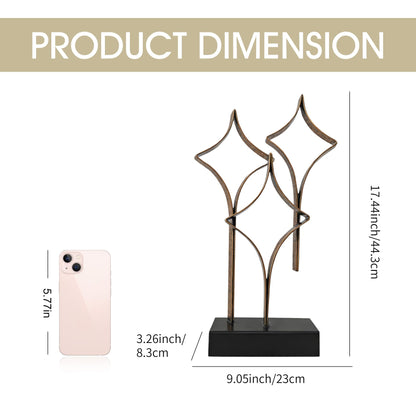 LNXMES Abstract Metal Sculpture Home Decor – Modern Minimalist Line Art Statue Decorations for Table, Shelf, Living Room, Office & Entryway (Diamond Curved Metal Sculpture)
