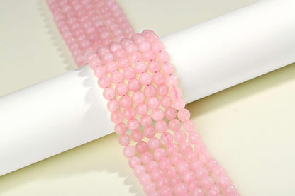 LAIDANLA Rose Quartz 8mm Natural Stone Beads Round Loose Gemstone Stone Beads for DIY Bracelet Necklace Earrings Jewelry Making Polishing Genuine Real Beading Crystal 96PCS 2 Strand 32"