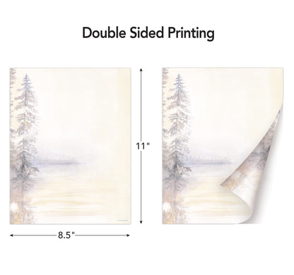 Great Papers! Morning Mist 2-Sided 8.5" x 11" Letterhead and #10 Envelope Stationery Set, 50 Stationery Sheets and 25 Matching Envelopes, 75 pieces (2021039)