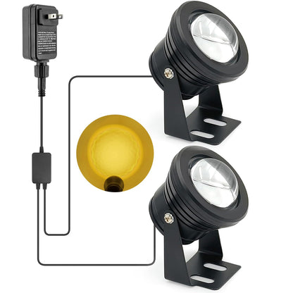 Bolusmll Warm White Pond Lights, Outdoor 10 Ft Cord Underwater Light 12W IP68 Waterproof Garden Lights Spotlight for Lawn Decorative Lamp 3000K Warm White Spotlights with US Plug 2 Lights